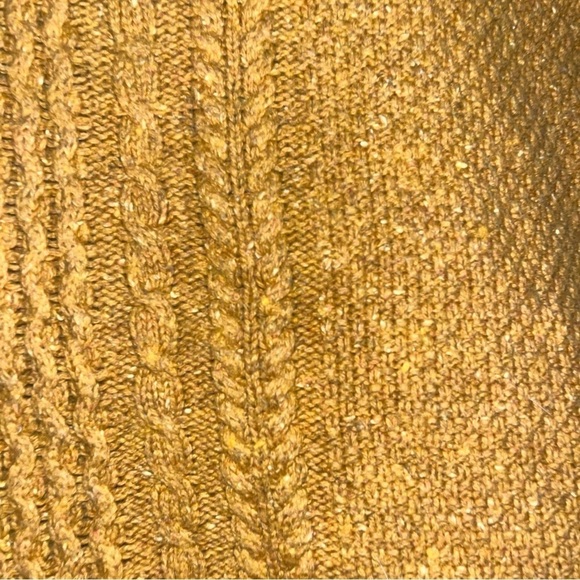 Old Navy Fisherman’s Textured Cable Knit Sweater Women’s M Mustard Cotton Wool - Picture 7 of 8